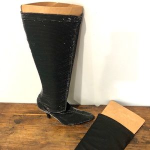 New Size 9 SHIMMER black HIGH heel boot.